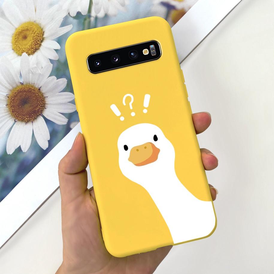 For Samsung S10 Plus SM-G975F Case Cute Dinosaur Duck Cartoon Soft Silicone Phone Cover For Samsung Galaxy S10 S10e G973F Bumper