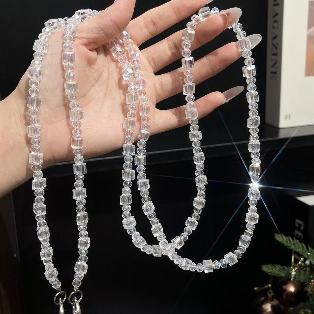 Handmade Sugar Crystal Beaded Phone Case Lanyard - Crossbody Wearable Chain