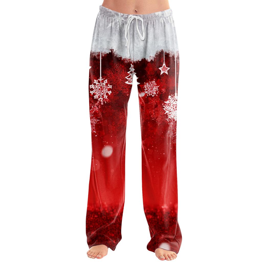 Women's Christmas Print Loose Fit Casual Pants for Holiday
