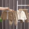 Conjunto de 3 piezas para niño estilo coreano: Conjunto de Camisa de Manga Larga de Otoño/Primavera para Niños Pequeños (2024)