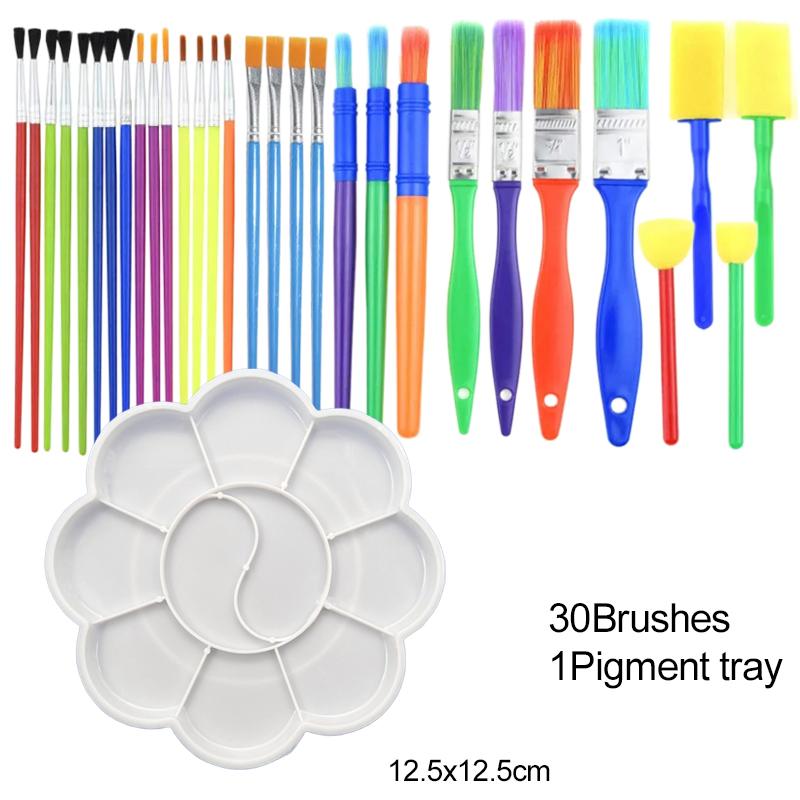

30pcs Painting Brush with Color Palette Pigment Tray Household handicraft Equipment for Art Students Beginner Easy to Clean TMZ
