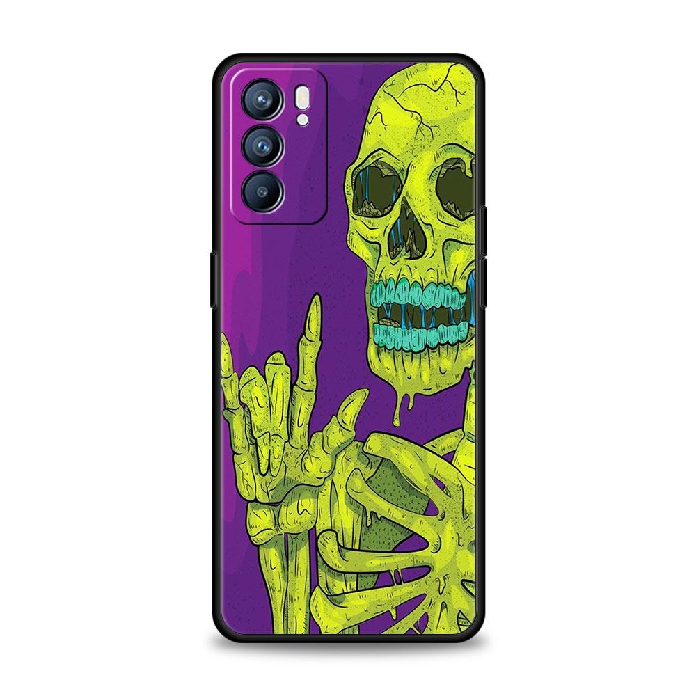 Skeleton Skull Phone Case For Oppo Reno 13 12 11 10 7 F Find X5 X6 A98 A80 A79 A78 A57 A54 A31 A17 Pro 5G Soft TPU Cover Fundas