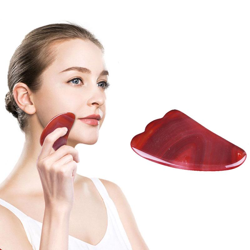 Red Onyx Gouache Scraper Guasha Jade Massager For Face Natural Gouache Stone Gua Sha Scraper Facial Massage Tool Face Scraper