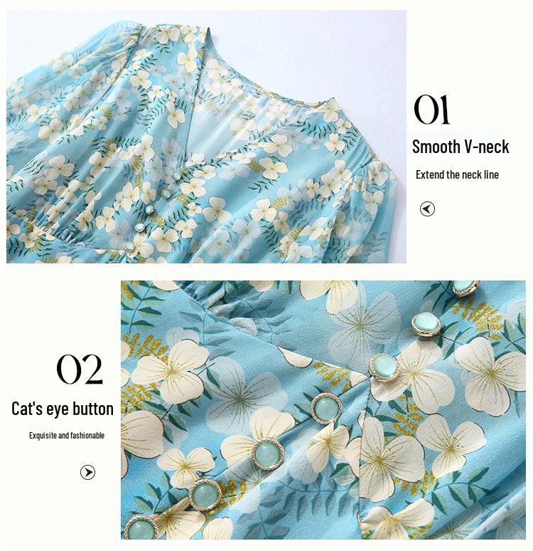 Elegant Silk Dress with Waist-Cinched Print
