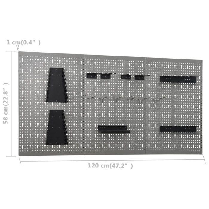 VidaXL Workbench with 3 Wall Panels and 1 Cabinet