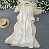 Nuovi Completi Vestito in Pizzo Ricamato con Perline e Paillettes Autunnali per Donna Autunno Vintage Manica a Mantella Collo Tondo Lungo Maxi Abito Robe Musulmane
