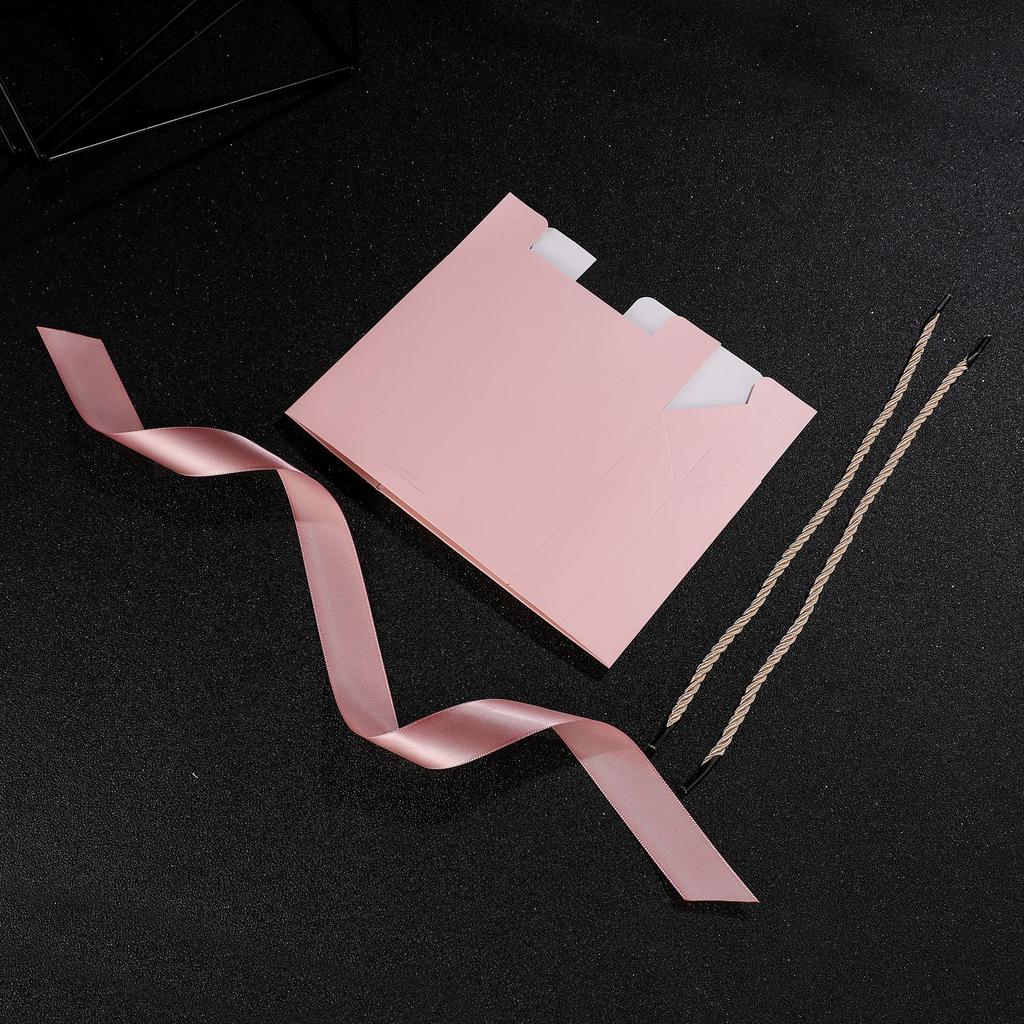 20pcs Pretty Pink Kraft Gift Bag Gold Present Box for Gift  Books Packaging Gold Handle Paper Box Bags Kraft Paper Gift Bag