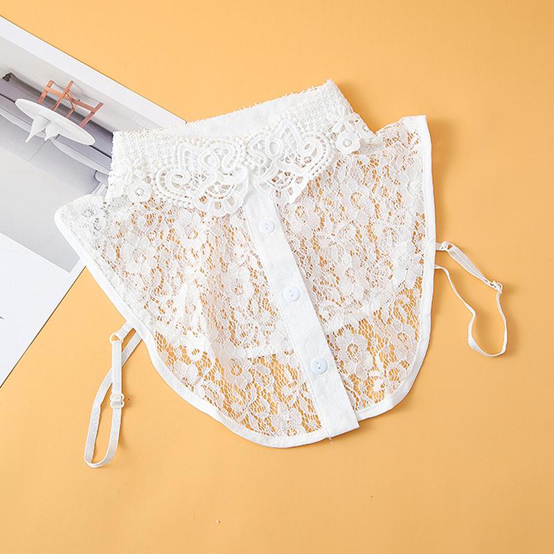 Damen Spitzenpuppe Falscher Kragen Schal Wickel Abnehmbar Abnehmbarer Spitzen-Falschkragen Verstellbar Damen Kleidung Accessoire