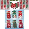 Christmas Gift Bag With Drawstring Ribbon Santa Print For Holiday Packaging