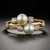 Dazzling Gold Color Inlaid with White Stone Imitation Pearl Rings  Round Party Engagement Wedding Rings for Women Jewelry