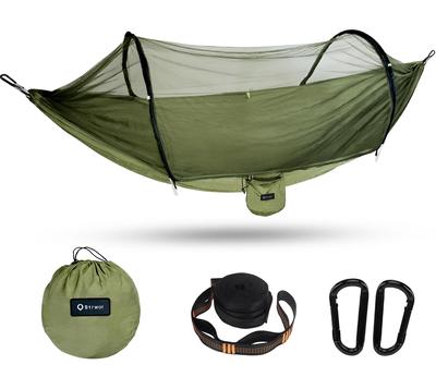 BTRWOR Hammock with Mosquito Net Lightweight Portable Nylon 260x140cm Load Capacity 300kg Automatic Mosquito Net Setting Suitable for Indoor and