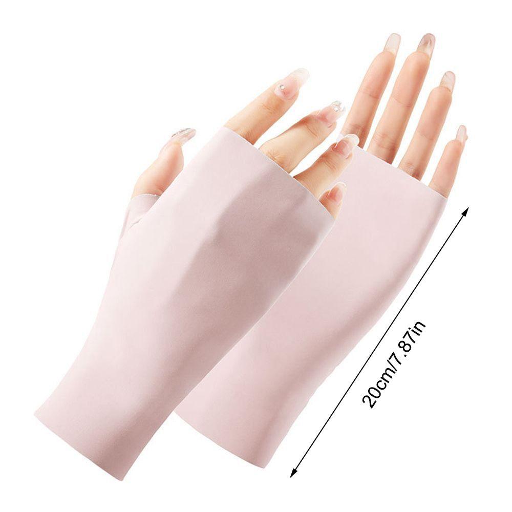 Thin Sun Protection Gloves Pure Color Anti-uv Fingerless Gloves Fashion Sunscreen Mittens  Summer