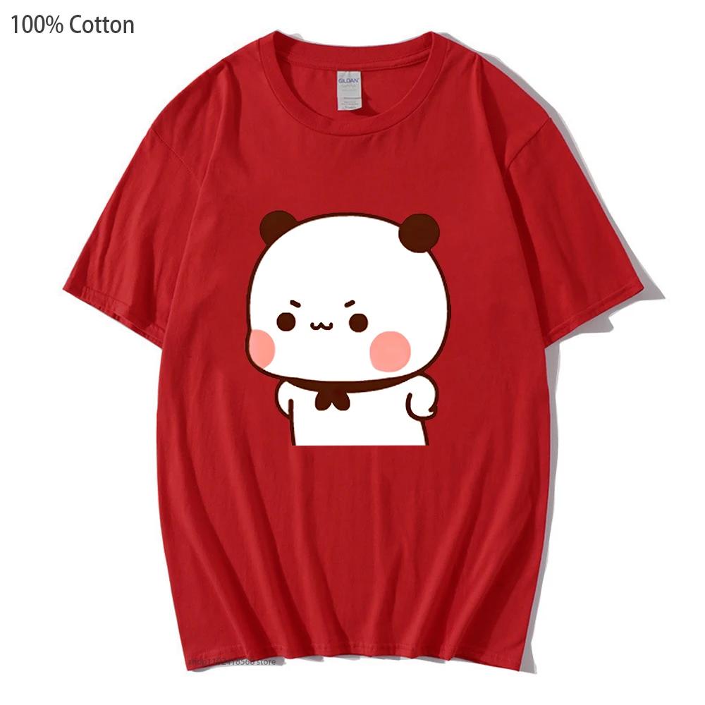 Cute Bubu Is Yelling At Dudu T-Shirts for Men's Shirt Women Couple Clothes 100% Cotton Summer Tees Panda Bear Tops