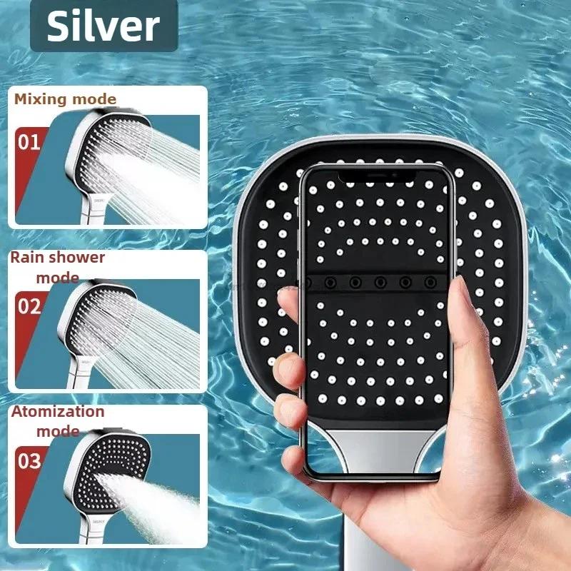 3-Modes High Pressure Shower Head Water Saving Shower Heads Adjustable Water Massage Sprayer Home Bathroom Accessories