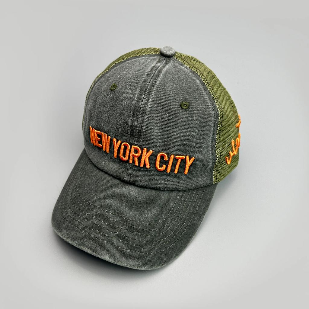 Simple Letter Embroidery Baseball Hats New Unisex Casual Sunshade Mesh Versatile Color Block Fashion Outdoor Retro Trucker Caps