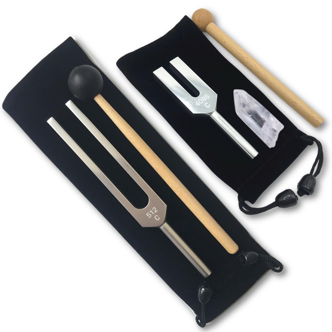 

tomtask Tuning Fork Crystal Tuner, 512Hz4096Hz Set, Healing, Meditation, Quartz Mallet, with Pouch