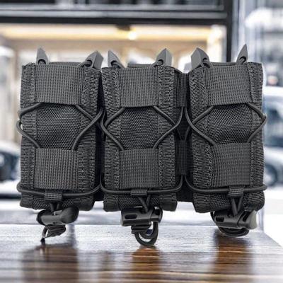 Triple Pistol Magazine Pouch, Universal Molle Pistol Magazine Holster Carrier, Compatible with 9mm/.40/.45/.380 Caliber/Glo
