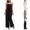 Jumpsuits för kvinnor Ärmlös spaghettibandsjumpsuit för kvinnor, vida ben med fickor