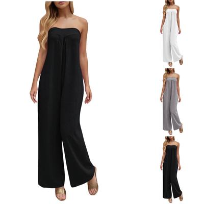 Jumpsuits Für Damen Ärmellos Spaghettiträger Damen Jumpsuit Weiter Beinschnitt Mit Taschen