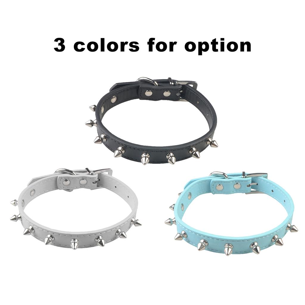 Adjustable Pet Dog Collar, Single Row Bite Proof Rivet Cat and Dog Collar Round Head Nails PU Chain for Cats Puppy Dogs