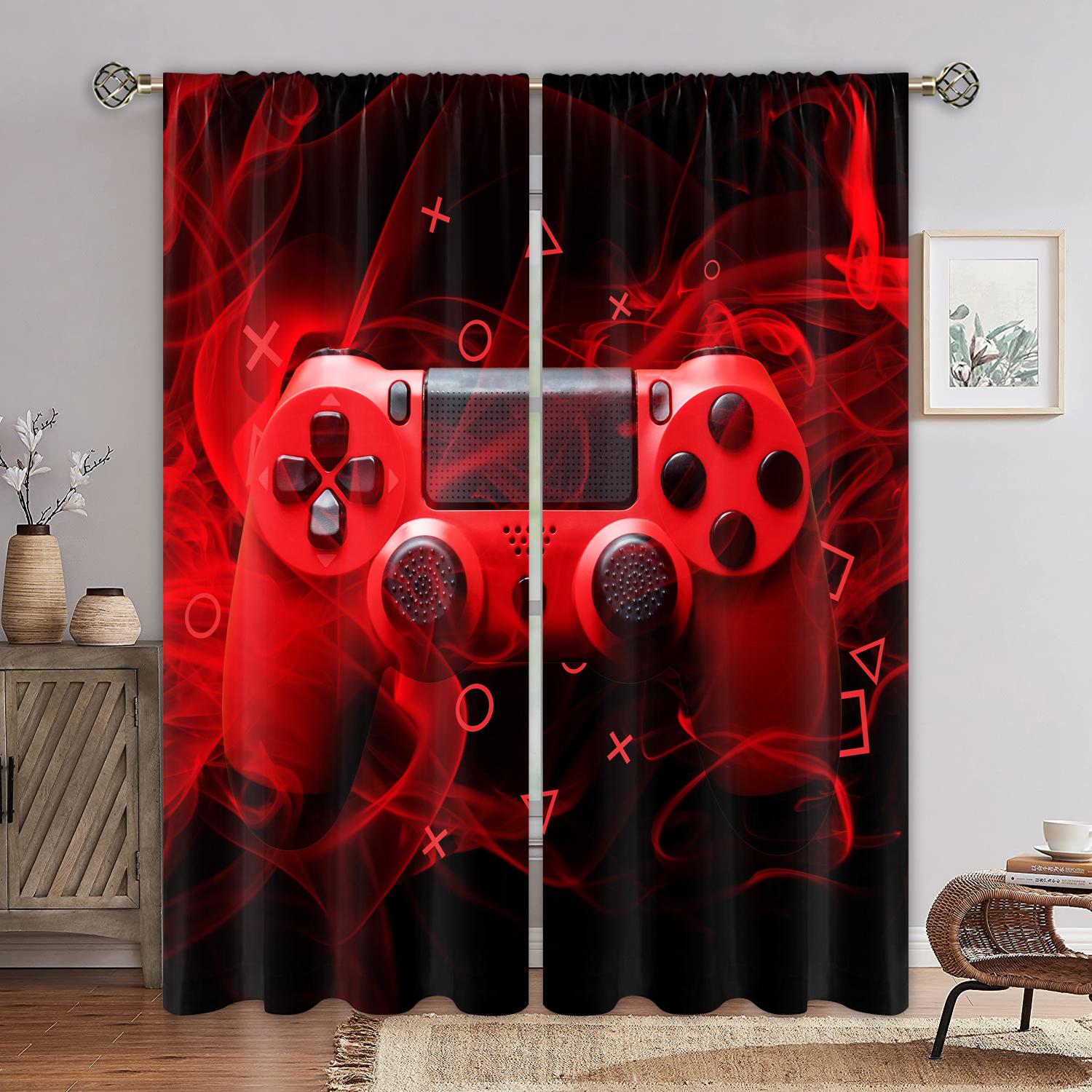 

Technology sense game handle curtain future cool sense, a set with two pieces, home bedroom living room curtain Decor 50W60H(CM)X2PCS&Grommet Top
