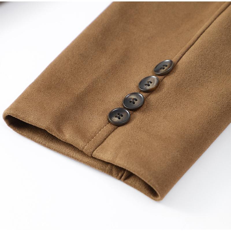 Casaco Castanho para Mulheres Primavera Colarinho Entalhado Manga Comprida Jaqueta Feminina Moda 2025 Solto Abotoamento Simples Casacos Femininos