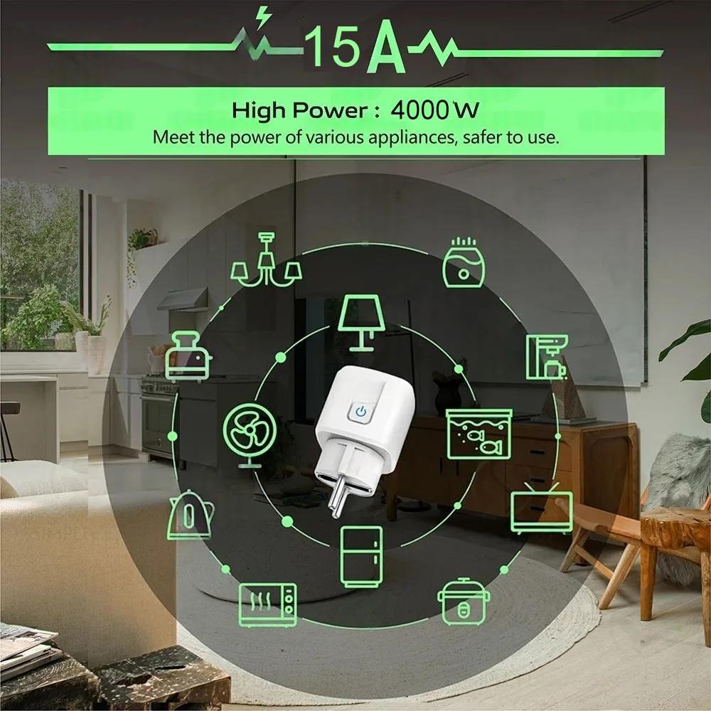 Smart Home Wireless Remote Control Socket Switch 15A EU Plug Electrical Outlet for Remote ON OFF Household Appliance Light