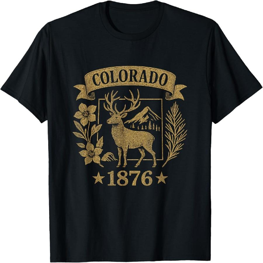 Colorado 1876 Vintage Elk Retro Mountains Nature Pride T-Shirt XXXXXL чёрный