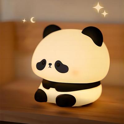 LED noční světlo Roztomilá panda kreslená zvířátka silikonová lampa USB dobíjecí časování lampička na spaní dekorace do ložnice pro děti