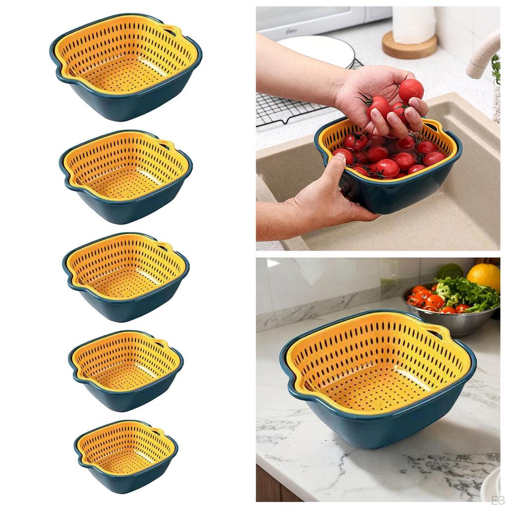 Double Layer Washing Basket Food Strainer Multifunctional Household Sturdy Fruit Cleaning Basin