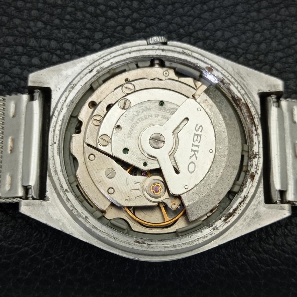 AUTOMATIC 6309A VINTAGE SEIKO 5 JAPAN MENS ARABIC BLACK DIAL WATCH A701624-5 R206c-a701624