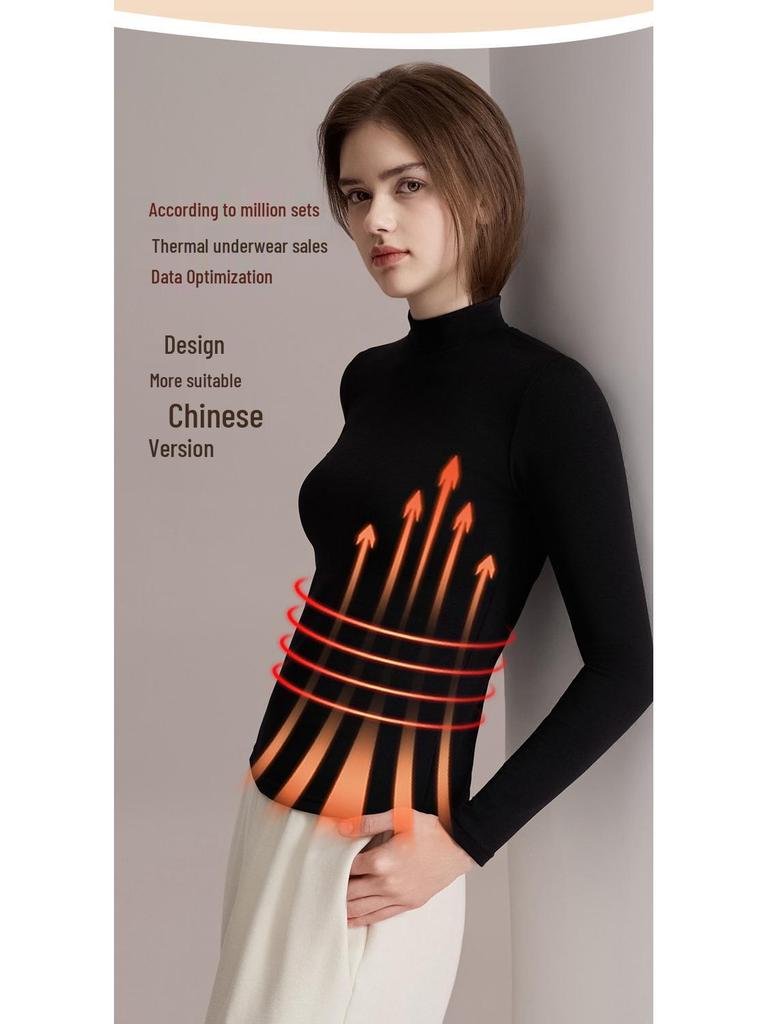Modal Cashmere Silk Half Turtleneck Long-Sleeve Thermal Top for Women - Versatile Autumn/Winter Wear