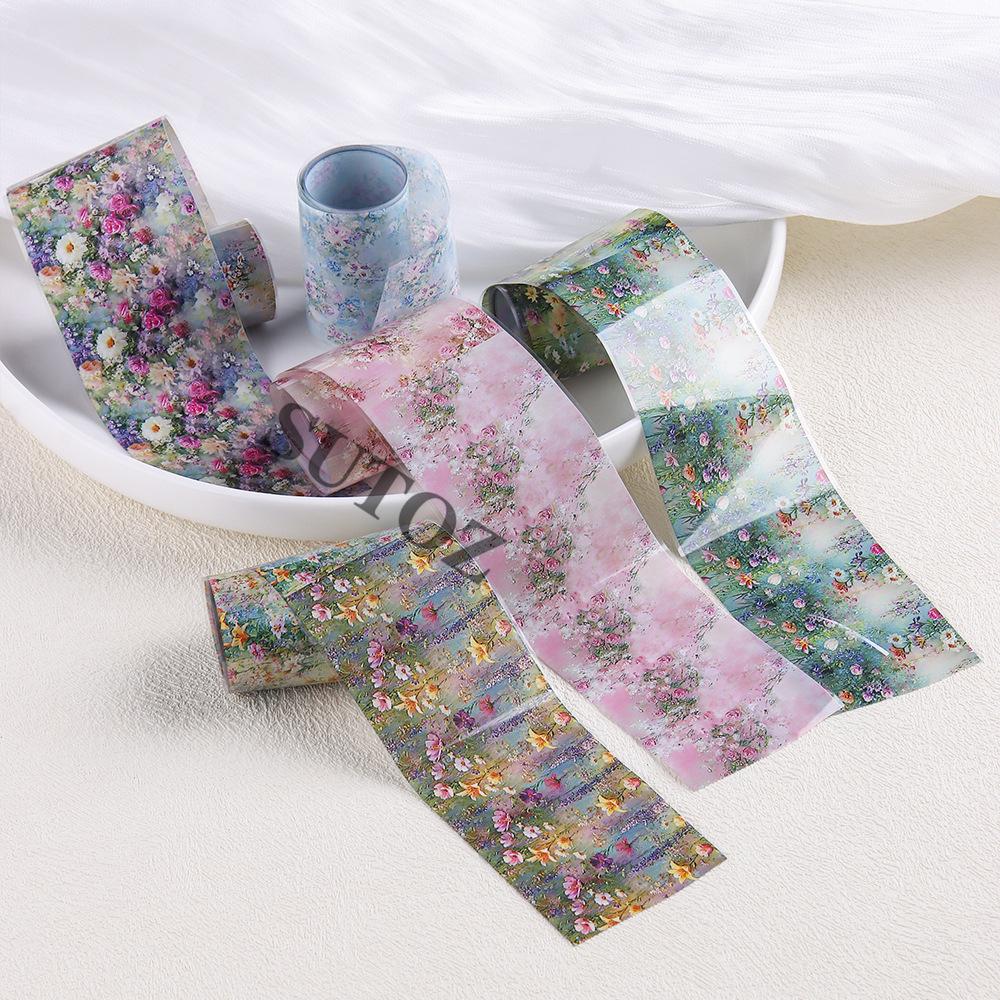 Floral Starry Sky Nail Art: Monet Garden Gradient Transfer Paper for Gentle Nail Decoration