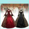 Court Dress Victoria Long Sleeved Flared Print Skirt Cosplay Costume Halloween