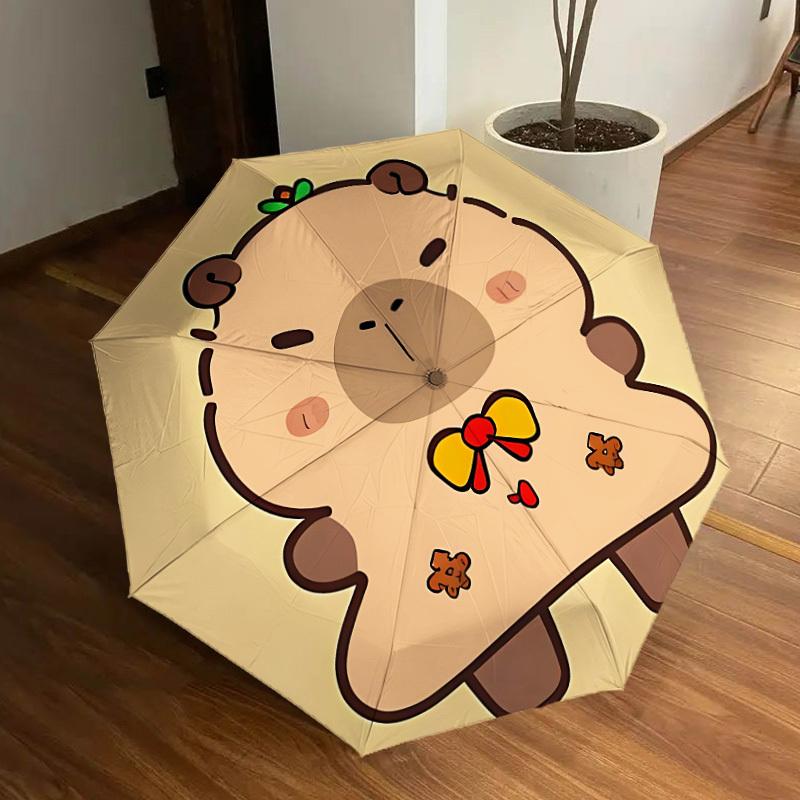 

1pc Capybara Gingerbread Man Automatic Open/Close Umbrella, Formal Events - Ideal Gift for Family or Friends, Outdoor Accessory yy251211110