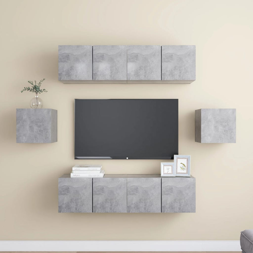 6-piece TV Furniture Set Concrete Engineered Wood