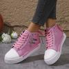 Breathable & Non-Slip Women's High-Top Sneakers | Lace-Up Casual Shoes with Thick Cushioned Insole, All-Season Sports Footwear in Pink