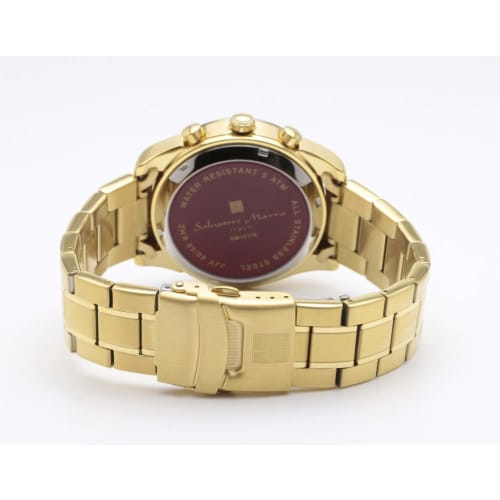 Salvatore Mara Solar Radio Chronograph Business Watch Waterproof Men's Analog Gold Black with Watch Cloth GD