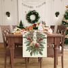 Christmas Pine Needle Cardinals Linen Table Runner Party Decor Winter Holiday Kitchen Dining Table Runner Christmas Decorations