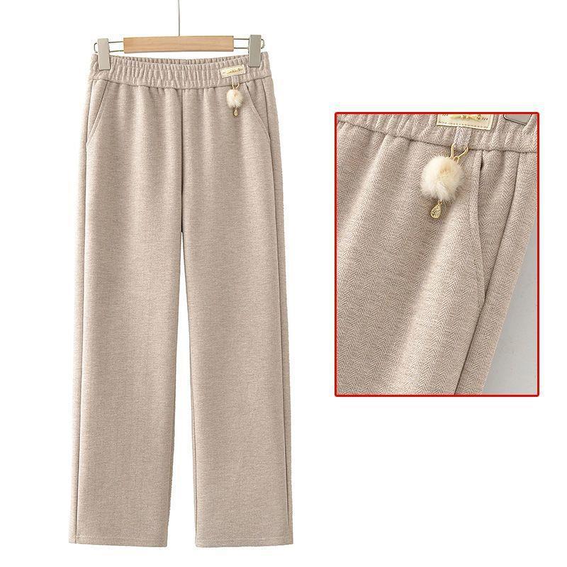 Women s Spring Elastic Waist Loose Straight Leg Pants for Middle-Aged & Elderly XL (90-105 kg)