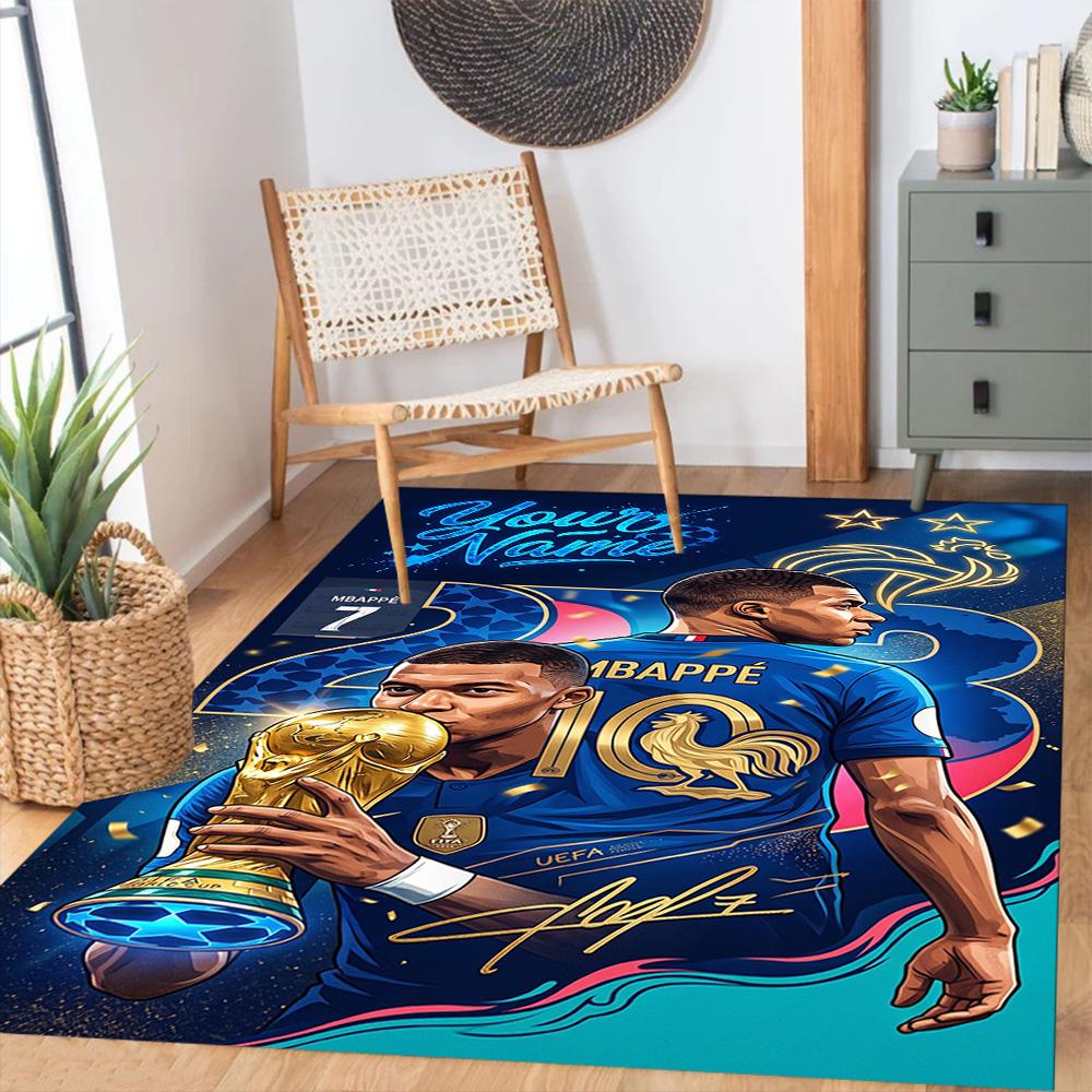 Mbappe Personalized Name Floor Rug Office Rug Suitable For Dormitory Hallway Living Rooms Playrooms Antislip Rug Anime Office Decor