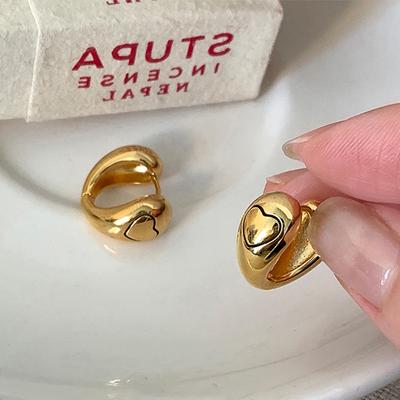 Vento Freddo Metallo Amore Fibbia per Orecchio da Donna Lusso Leggero Retrò Eleganza Avanzato Semplice Moda Temperamento Orecchini Versatili Orecchini