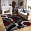 Modern Black Red Area Rugs for Living Room Machine Washable Non-Slip Abstract Circles Line Design Carpets for Home Decor