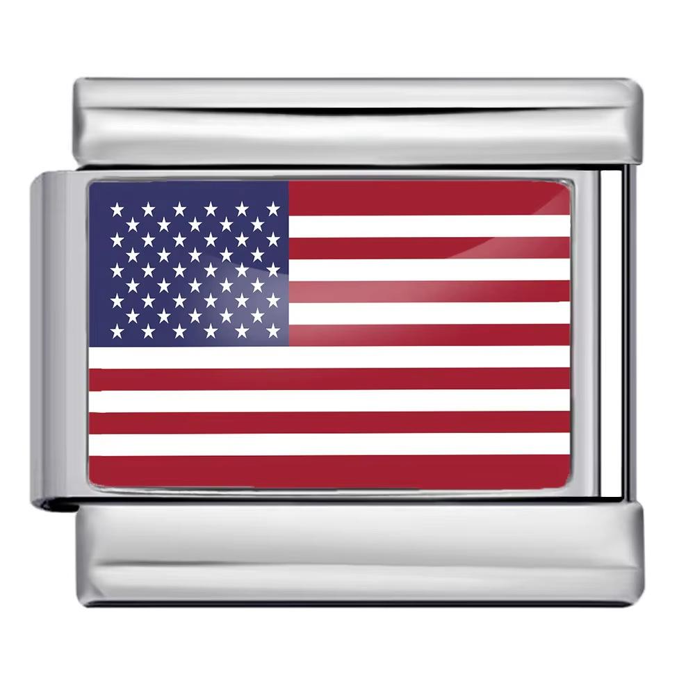 Italian Charm Store Italian Charm Bracelet 9mm Diy National Flag Series of Each Country America, Mexico, Italy