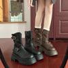 Yueyu black British style thick-soled wear-resistant heightening Martin boots women's 2025 new autumn thin versatile short boots