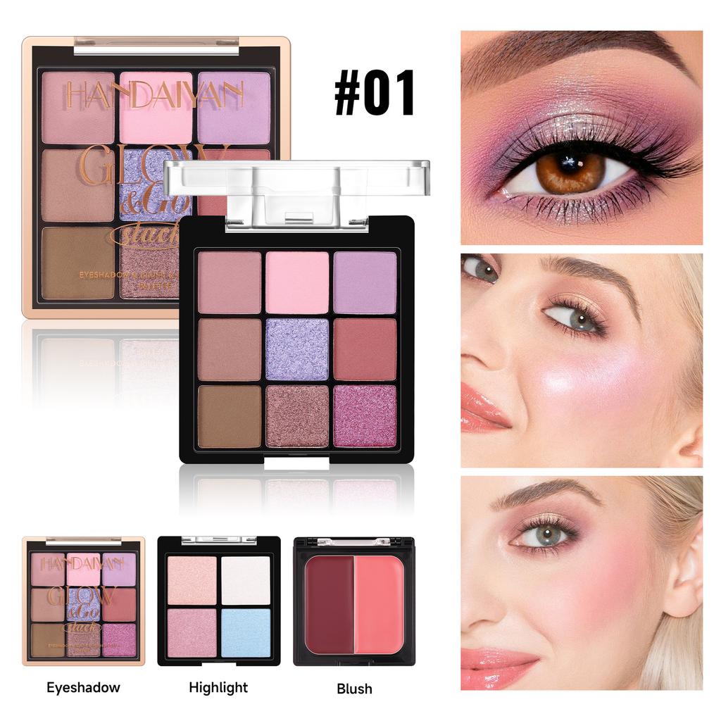 Highlight Blush Combination Disc Three-layer Pearlescent Thin Flash Eyeshadow Blush Highlight Comprehensive Disc Face Makeup Makeup Disc