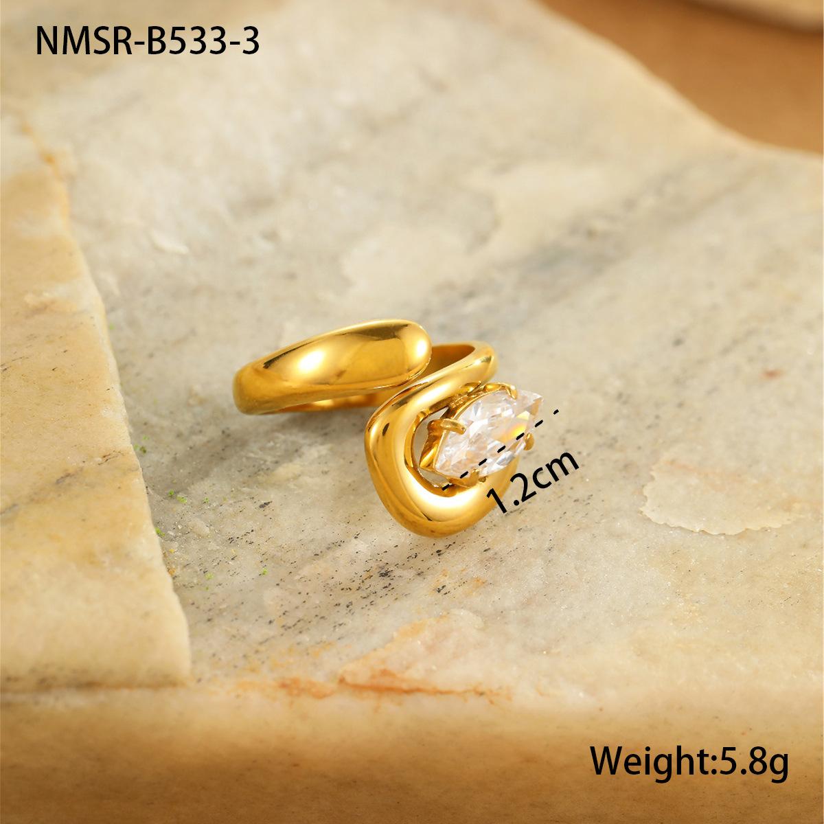 GEMCHIC Women s 18K Gold Plated Titanium Steel Geometric Ring with Cubic Zirconia