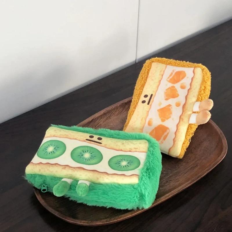 1pcs Cartoon Cute Sandwich Pencil Case Pen Holder Plush Bread Pencil Bag Funny Creative Kawaii Pencil Cases Student Stationery