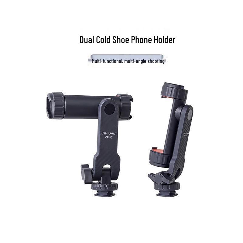Horizontal/Vertical Hot Shoe Phone Clip - DSLR Camera Cold Shoe Mount for Tripod & Live Broadcast Accessories