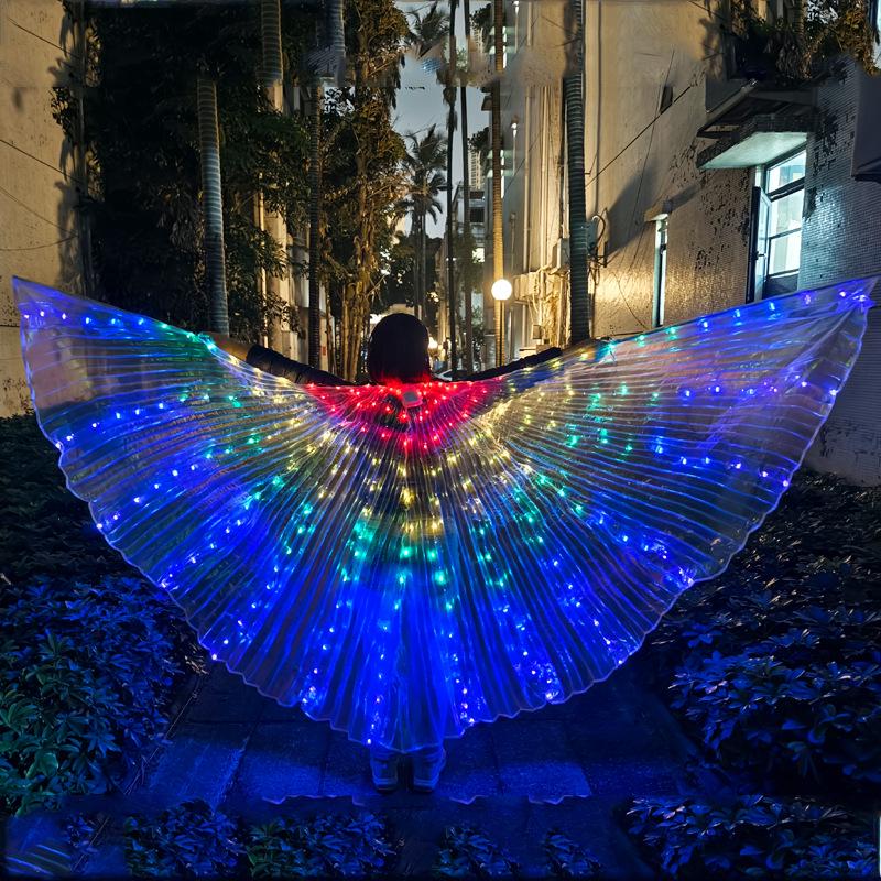 Retractable LED Luminous Butterfly Wings Costume for Halloween, Cosplay, and Performances - Adult and Child Sizes Available